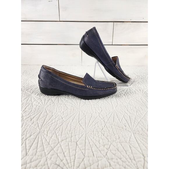 Trotters New Women's Slip On Zane Leather Blue Size 7M Casual Preppy - Picture 3 of 11